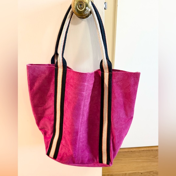 Melody Suede Leather Tote in Fuschia - Picture 9 of 16